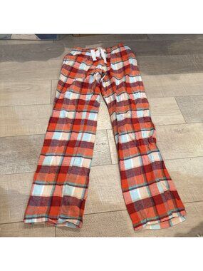 Old Navy Womens Orange Plaid Pajama Pants Flannel XS